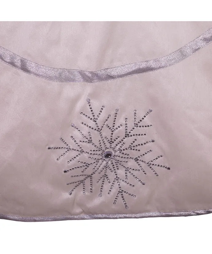 Tree skirt, 54" Ivory With Crystal Lace Snowflakes Tree Skirt
