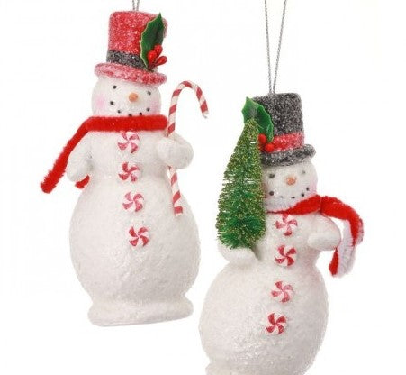 5" Peppermint Snowman Ornament