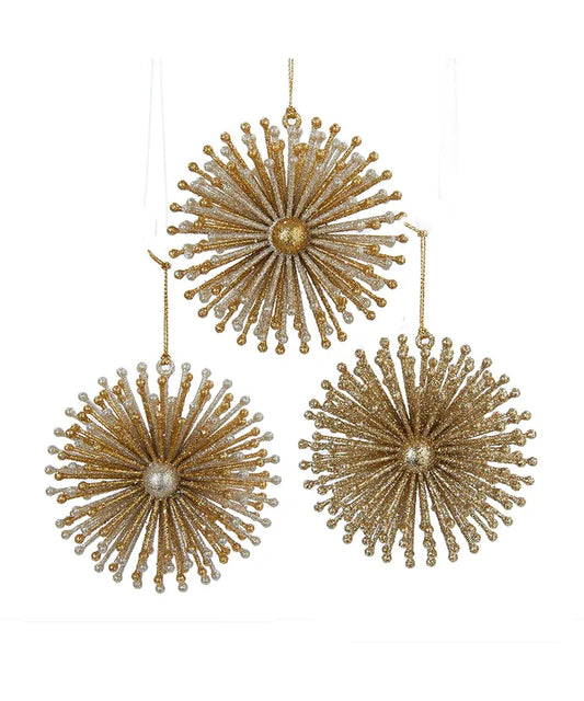 Gold and Silver Burst Snowflake Acrylic Ornaments